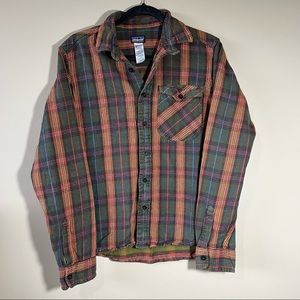 ✨ Patagonia Men’s Green Orange Plaid Flannel Shirt Small
